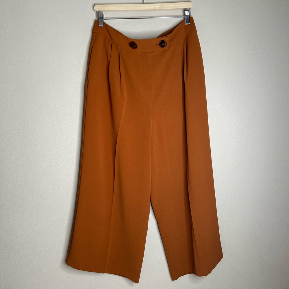 Topshop Pants Womens High Waist Wide Leg‎ Orange Rust Polyester Size 10
